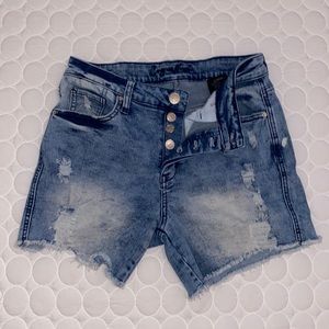High rise button fly Denim Shorts